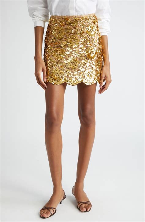 Michael Kors Collection Paillette Embellished Lace Mini Skirt